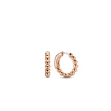 Beaded Rose-Gold Plated Small Hoop Earrings