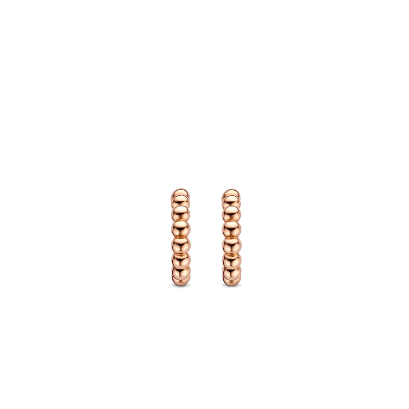 Beaded Rose-Gold Plated Small Hoop Earrings