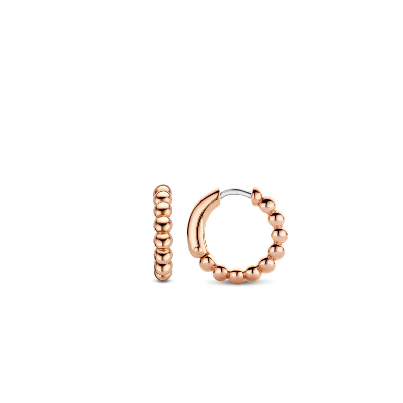 Beaded Rose-Gold Plated Small Hoop Earrings