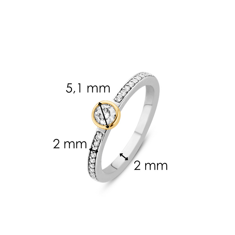 Two-Tone Solitaire Pave Set Ring