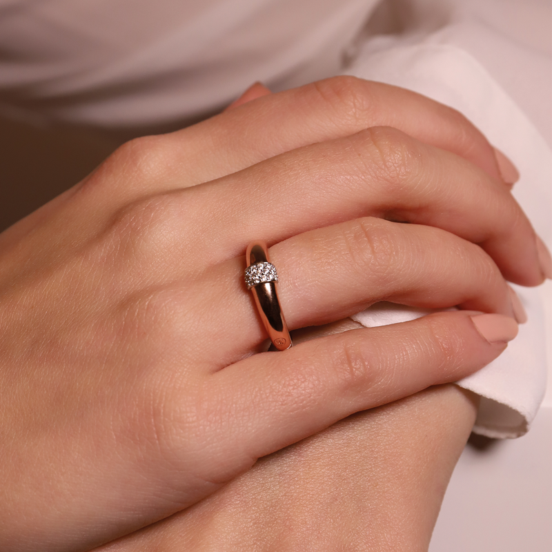 Pave Centre Rose Gold Tone Ring