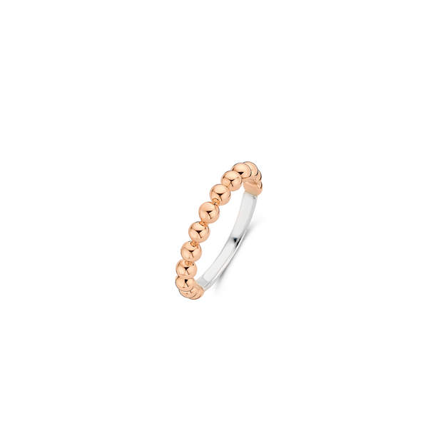 Ti Sento Milano Beaded Two-Tone Rose Gold Silver Ring