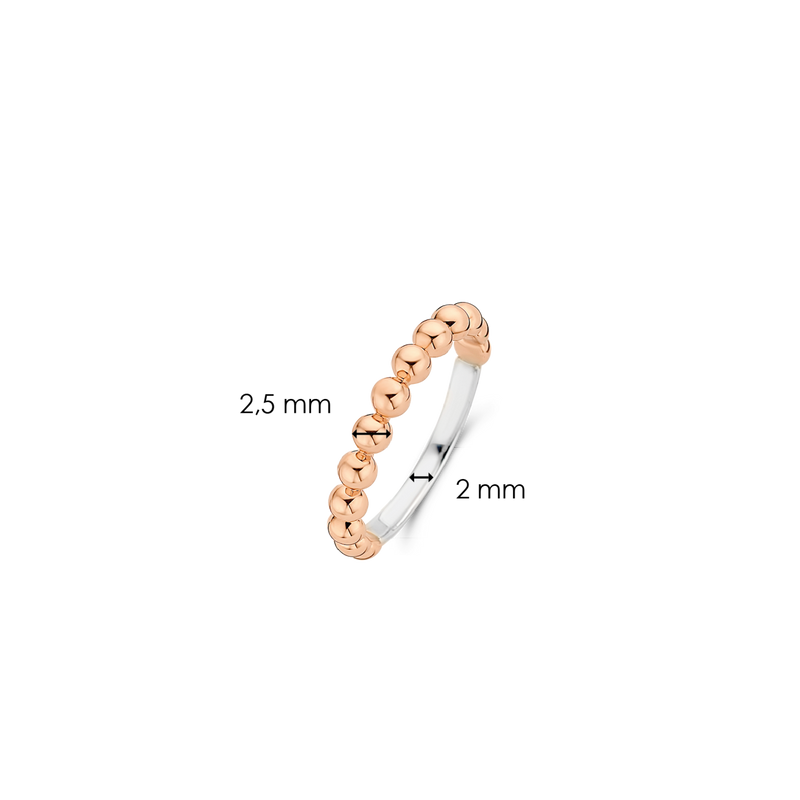 Ti Sento Milano Beaded Two-Tone Rose Gold Silver Ring