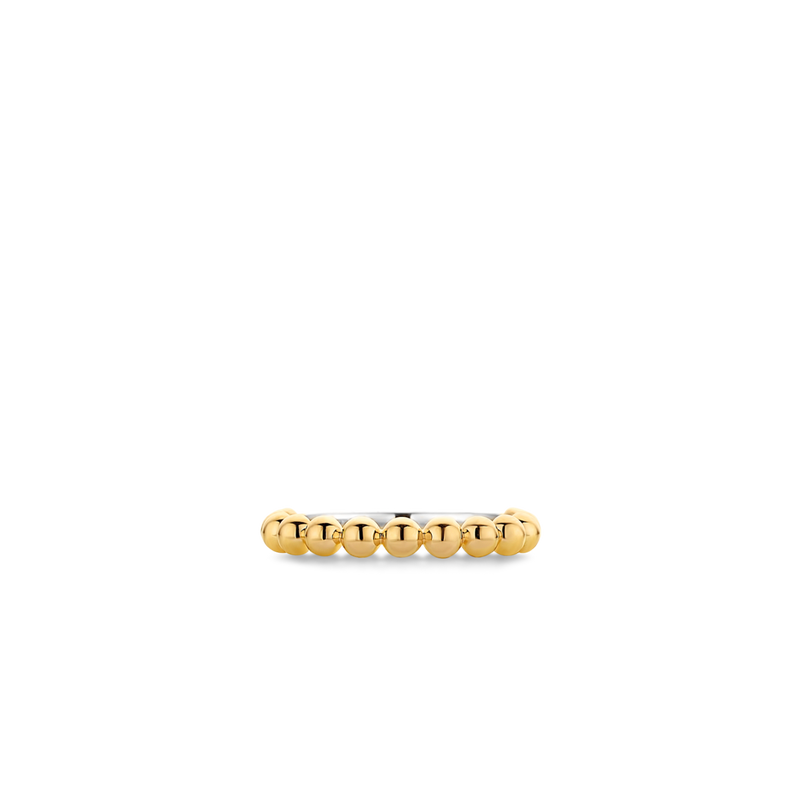 Ti Sento Milano Beaded Two-Tone Yellow Gold Silver Ring