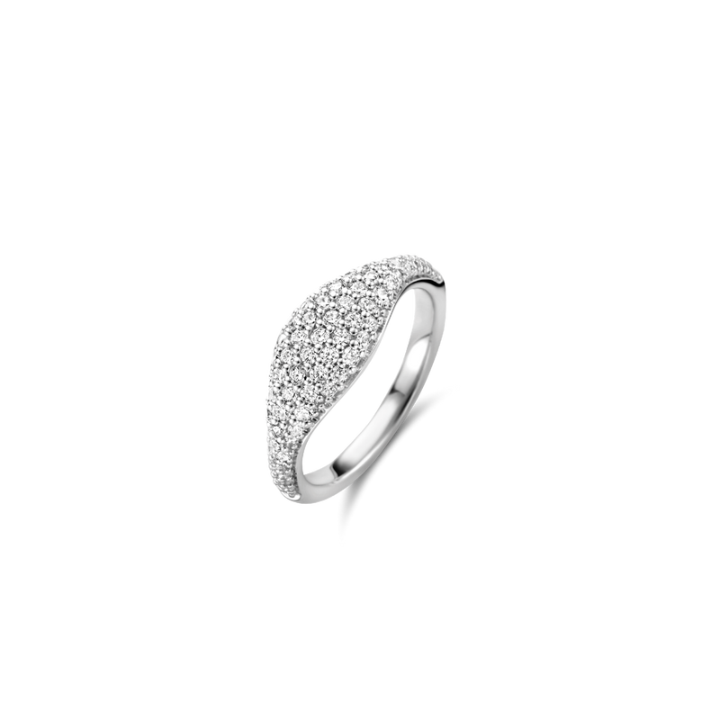 Pave Shimmering Geometric Silver Ring