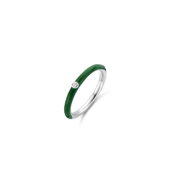 Enamel Malachite CZ Center Stone Ring