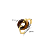 Tiger Eye Brown Stone Gold Plated Silver Ring