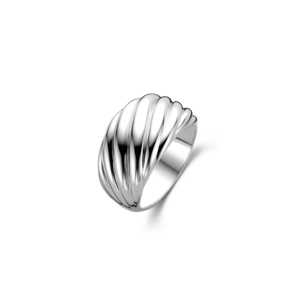 Twisted Line Dome Silver Ring