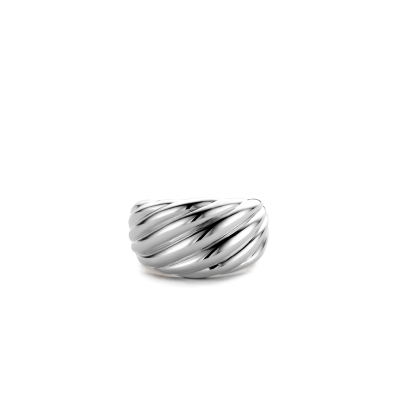 Twisted Line Dome Silver Ring