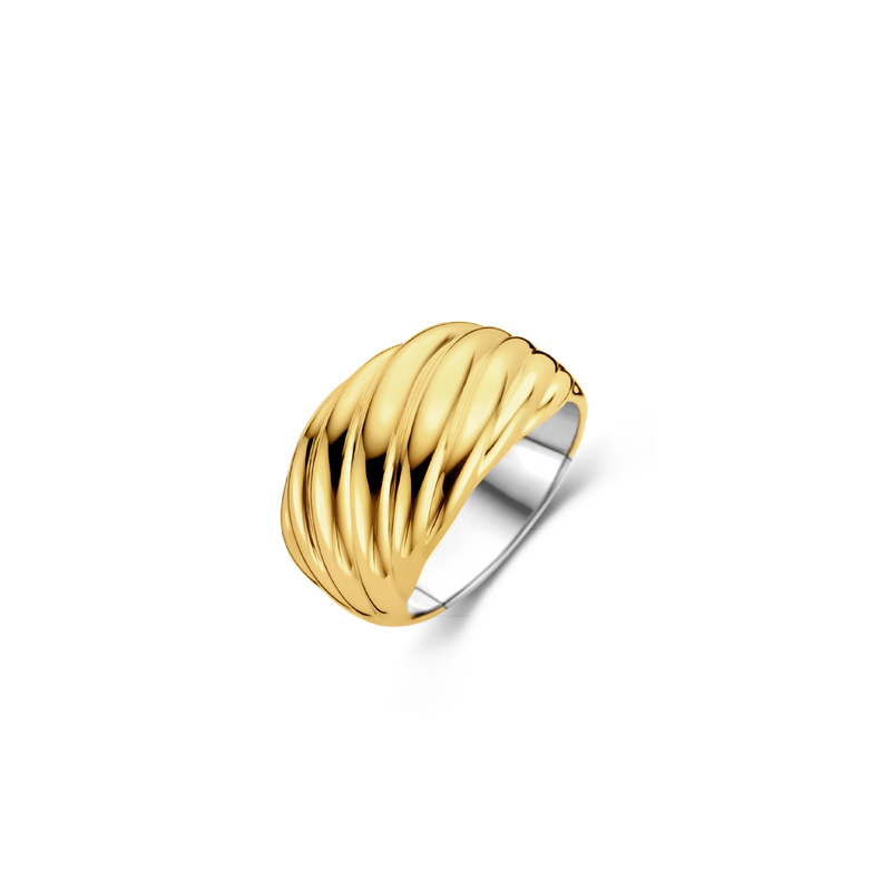 Twisted Line Dome Gold Plated Ring