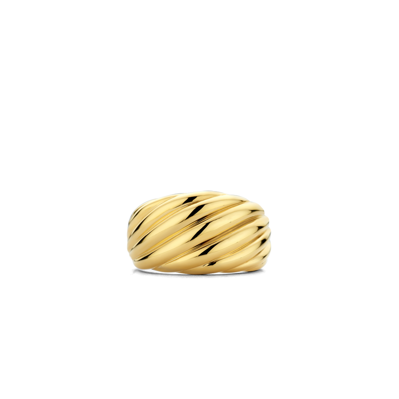 Twisted Line Dome Gold Plated Ring