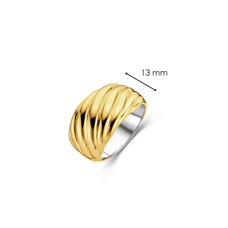 Twisted Line Dome Gold Plated Ring