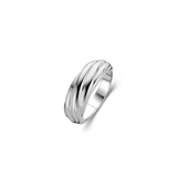 Thin Twisted Line Dome Silver Ring