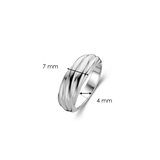 Thin Twisted Line Dome Silver Ring