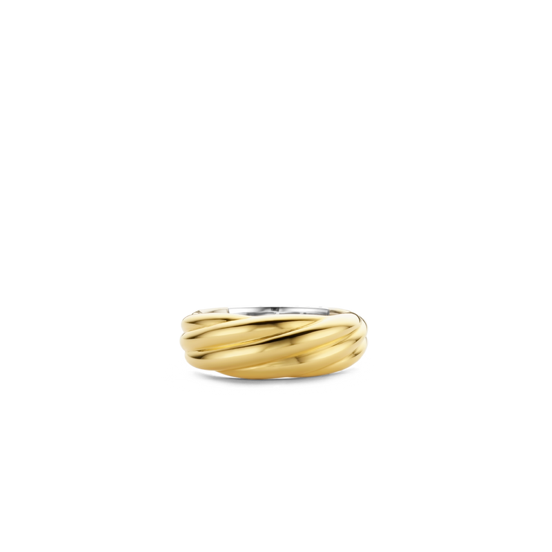 Thin Twisted Line Dome Gold Plated Ring