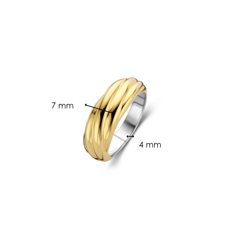 Thin Twisted Line Dome Gold Plated Ring