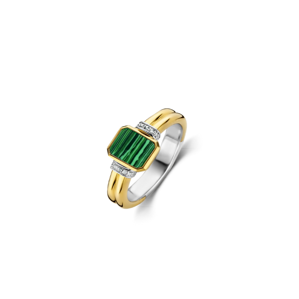 Small Rectangular Green Malachite Ring