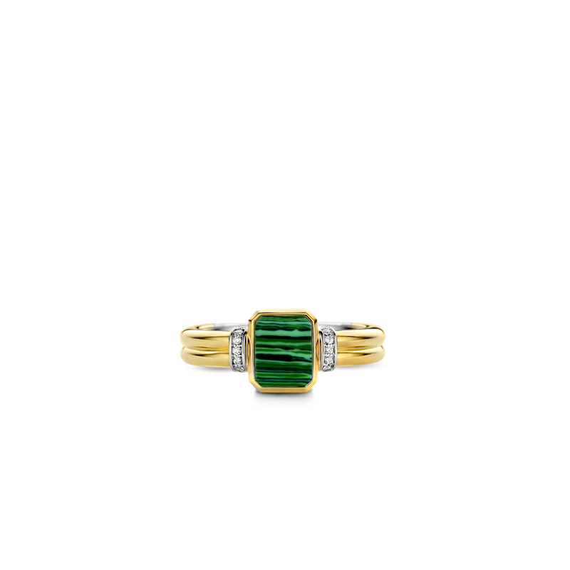 Small Rectangular Green Malachite Ring