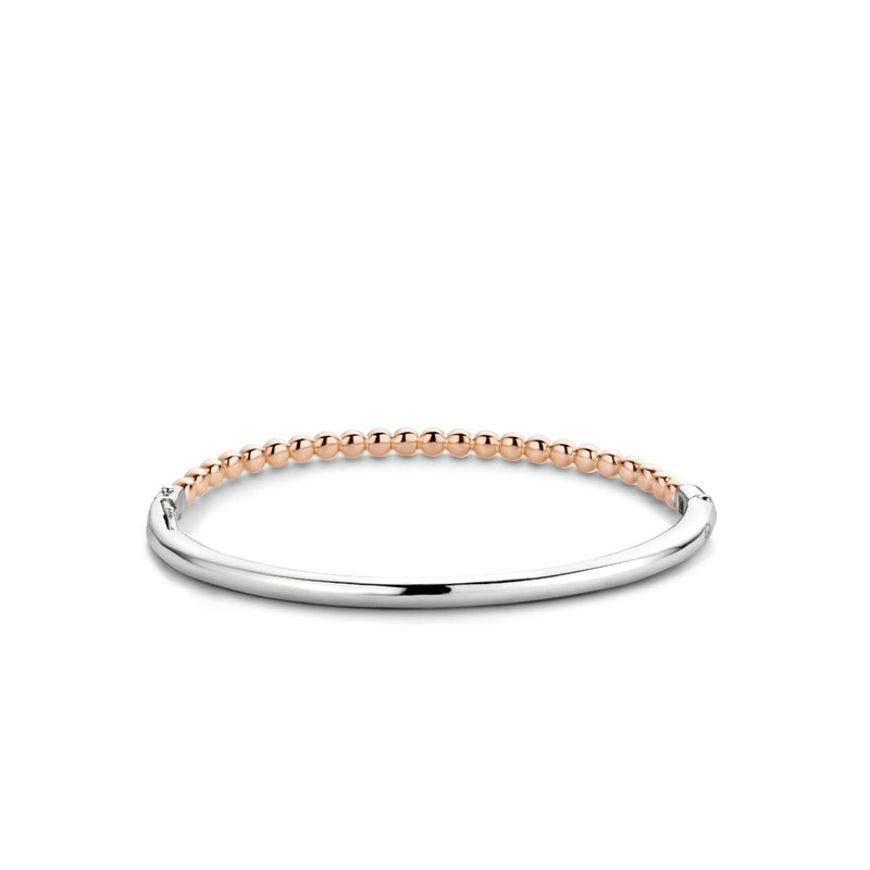 Beaded Two-Tone Rose Gold Silver Bangle