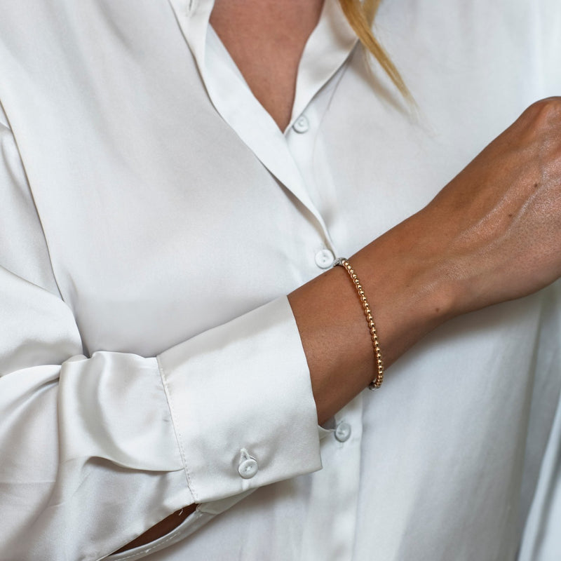 Beaded Two-Tone Rose Gold Silver Bangle