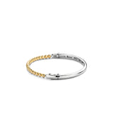 Beaded Two-Tone Yellow Gold Silver Bangle