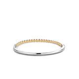 Beaded Two-Tone Yellow Gold Silver Bangle