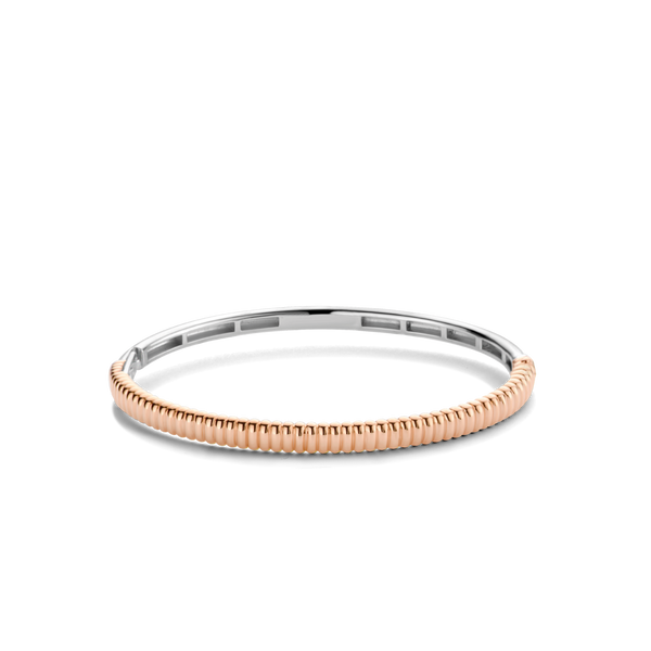 Rib Structure Bangle, Rose Gold Plated