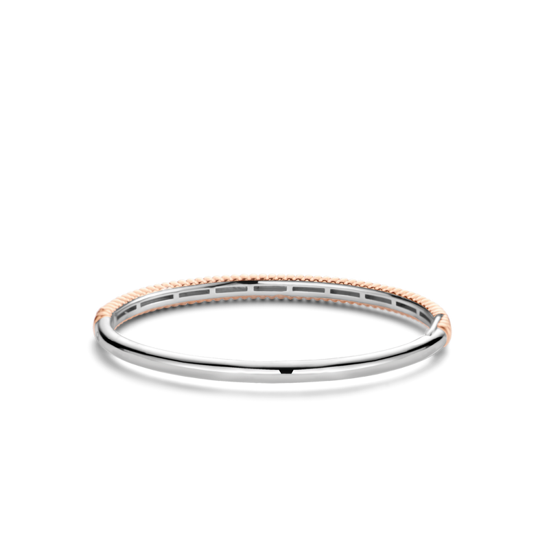 Rib Structure Bangle, Rose Gold Plated