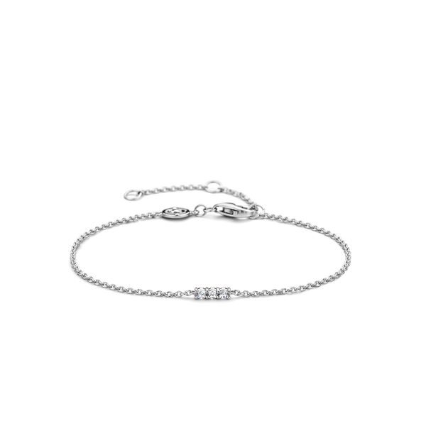 Triple Cubic Zirconia Center Stones Silver Bracelet