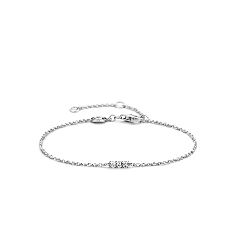 Triple Cubic Zirconia Center Stones Silver Bracelet