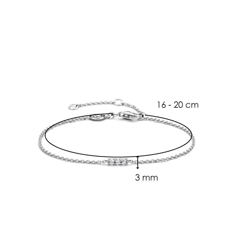 Triple Cubic Zirconia Center Stones Silver Bracelet