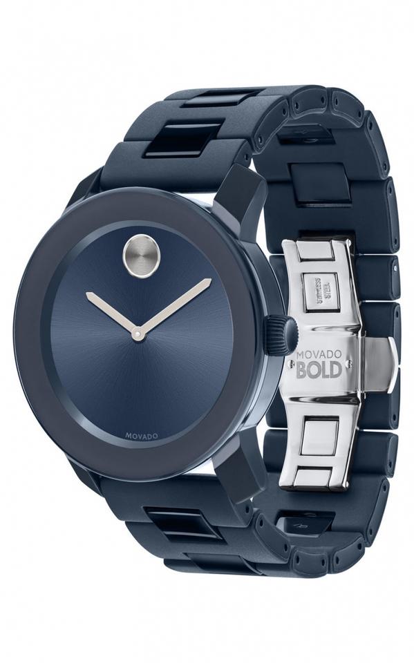 Movado Bold Navy Stainless Steel Watch