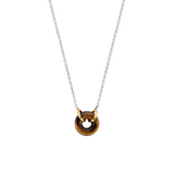 Tiger Eye Brown Stone Center Gold Plated Necklace