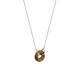 Tiger Eye Brown Stone Center Gold Plated Necklace