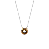 Tiger Eye Brown Stone Center Gold Plated Necklace