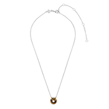 Tiger Eye Brown Stone Center Gold Plated Necklace