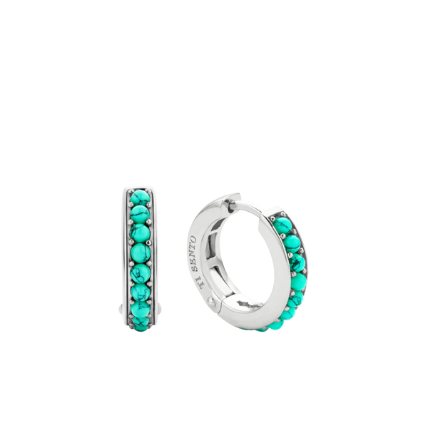 Turquoise Silver Mini Hoop Earrings