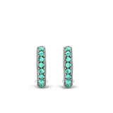 Turquoise Silver Mini Hoop Earrings