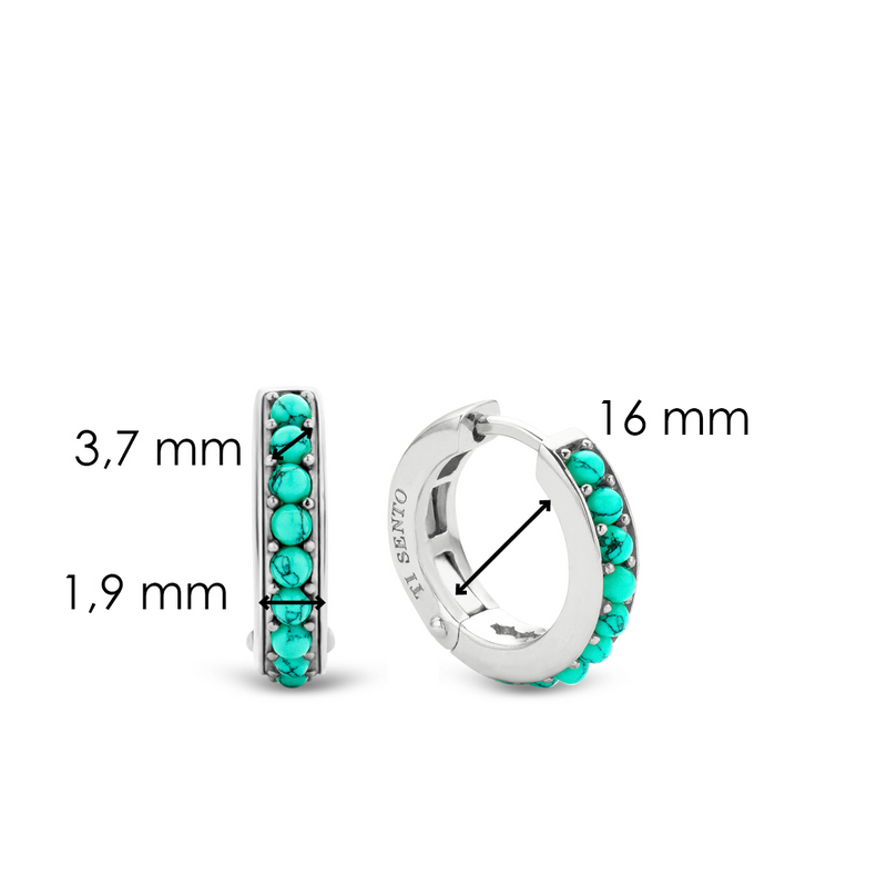 Turquoise Silver Mini Hoop Earrings