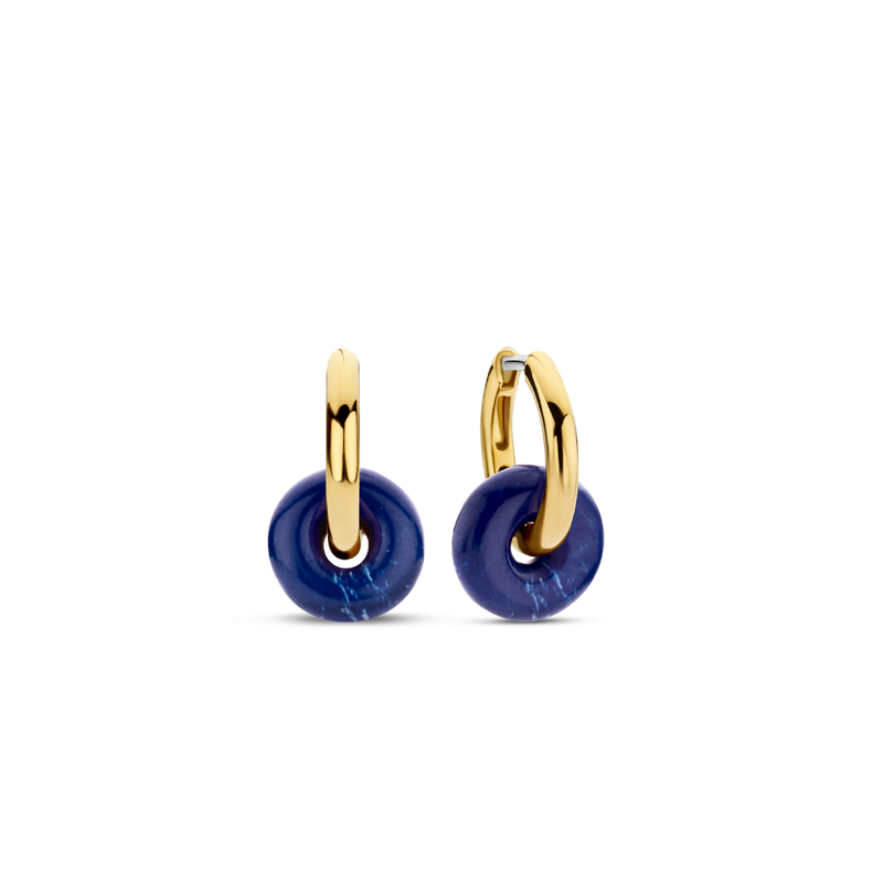 Lapis Blue Stone Gold Plated Silver Earrings