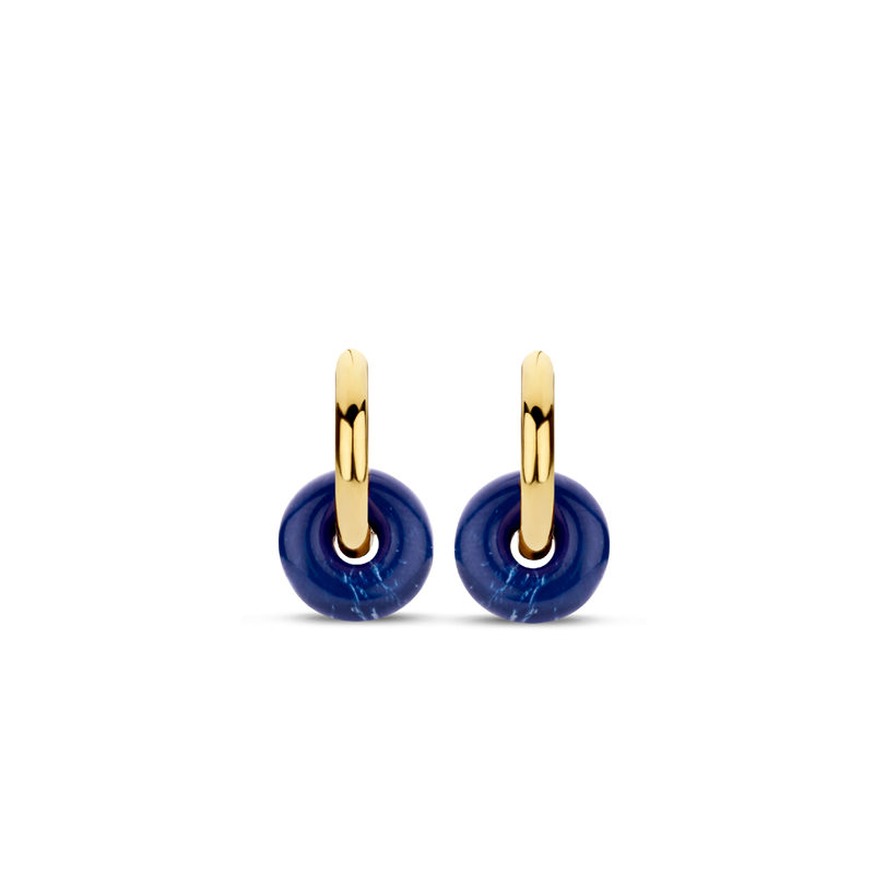 Lapis Blue Stone Gold Plated Silver Earrings