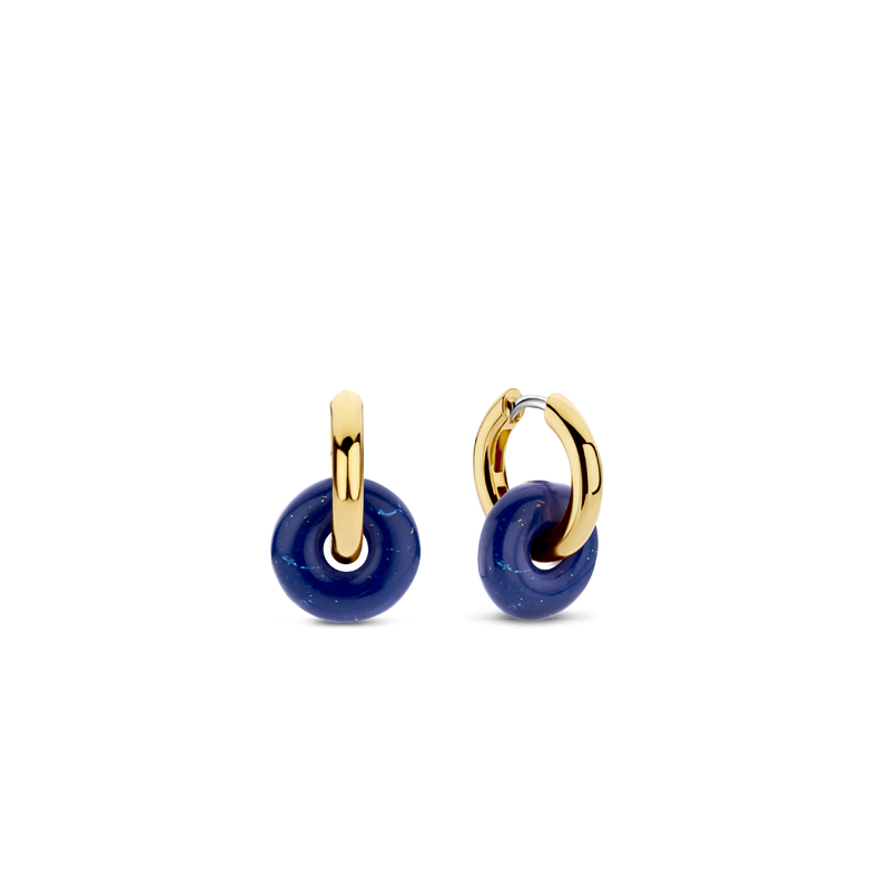 Blue Lapis Stone Gold Plated Silver Mini Earrings