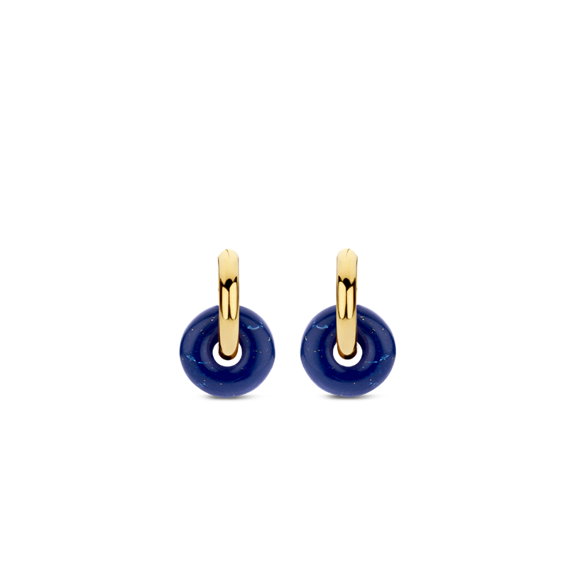 Blue Lapis Stone Gold Plated Silver Mini Earrings