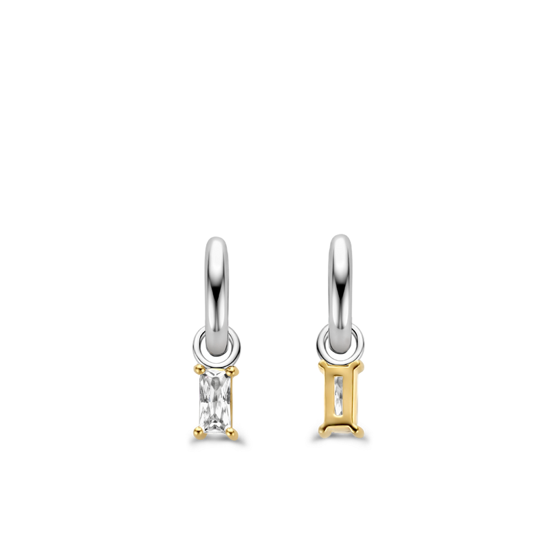 Baguette CZ Stud Hoop Earrings