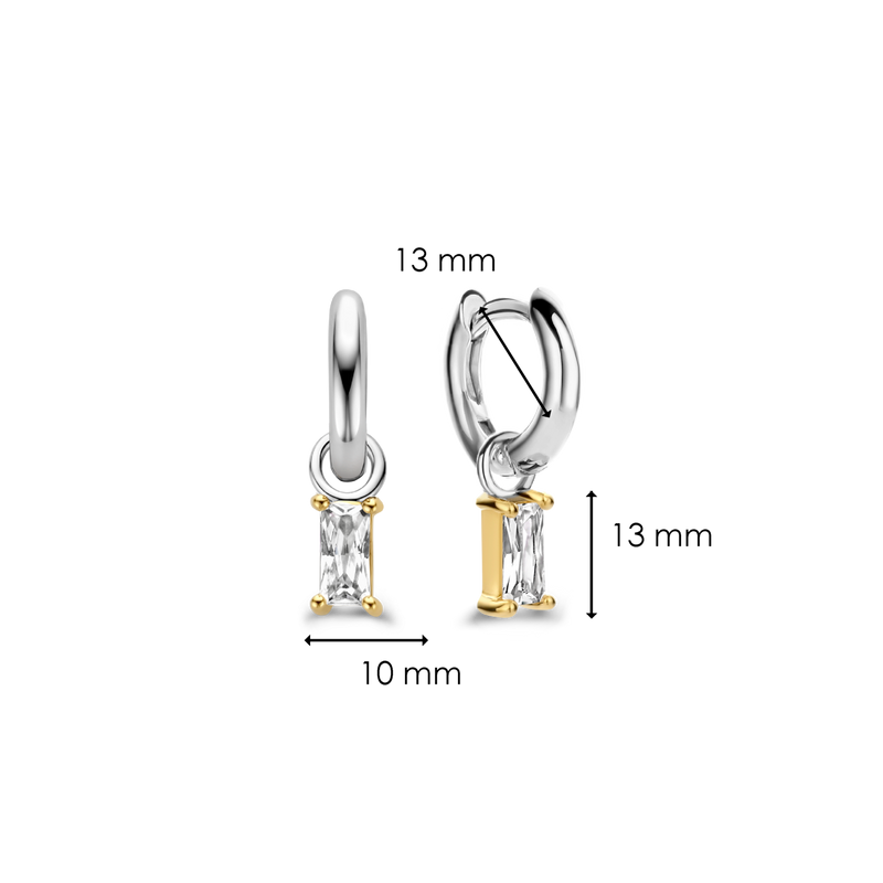 Baguette CZ Stud Hoop Earrings