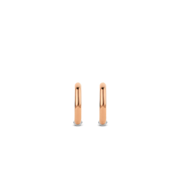 Skinny Two-Tone Rose Gold Plain Huggie Earrings