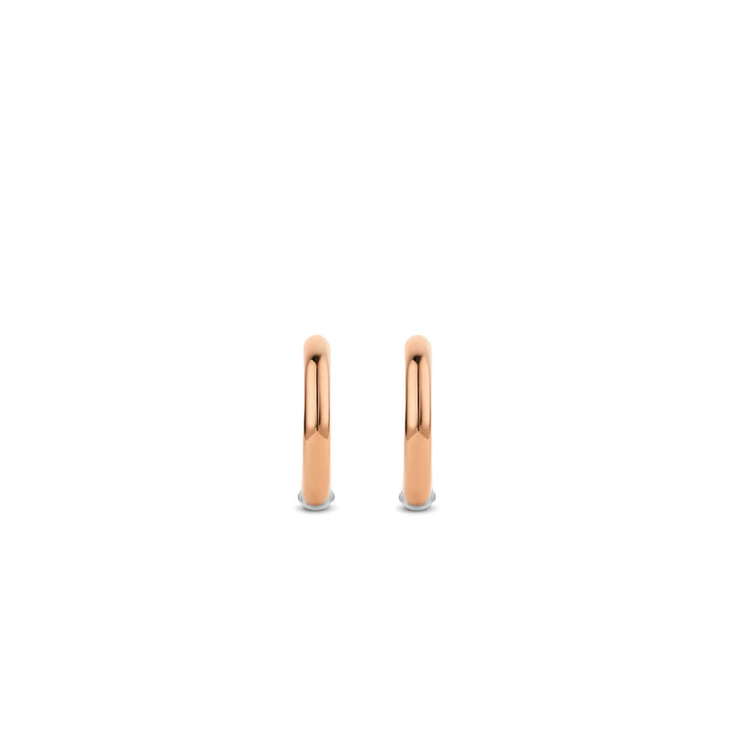 Skinny Two-Tone Rose Gold Plain Huggie Earrings