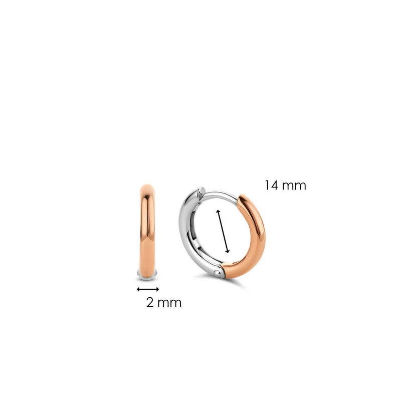 Skinny Two-Tone Rose Gold Plain Huggie Earrings