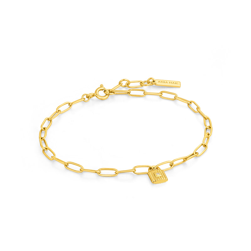 Gold Chunky Chain Padlock Bracelet 