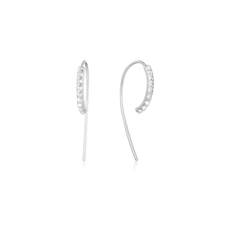 Silver Spike Solid Drop Earrings